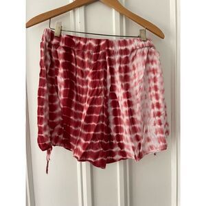Shein dark red and cream tie dye shorts L
